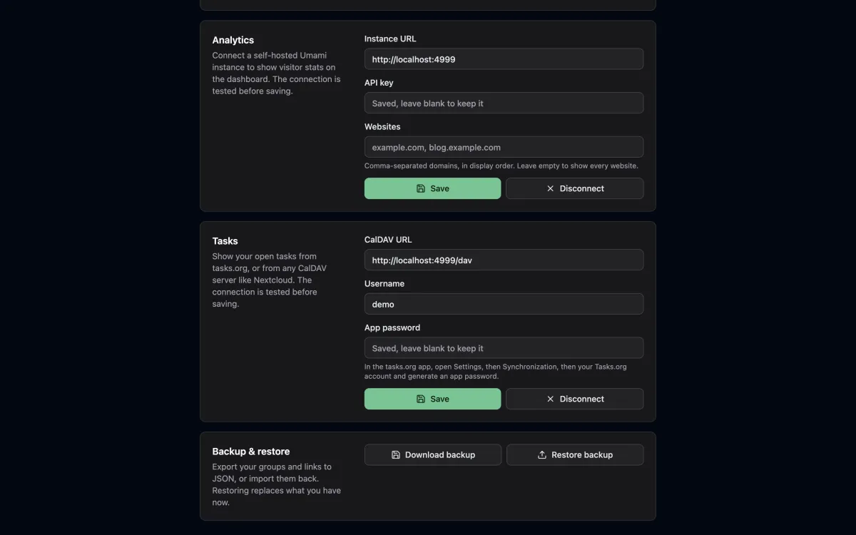 Settings, dark