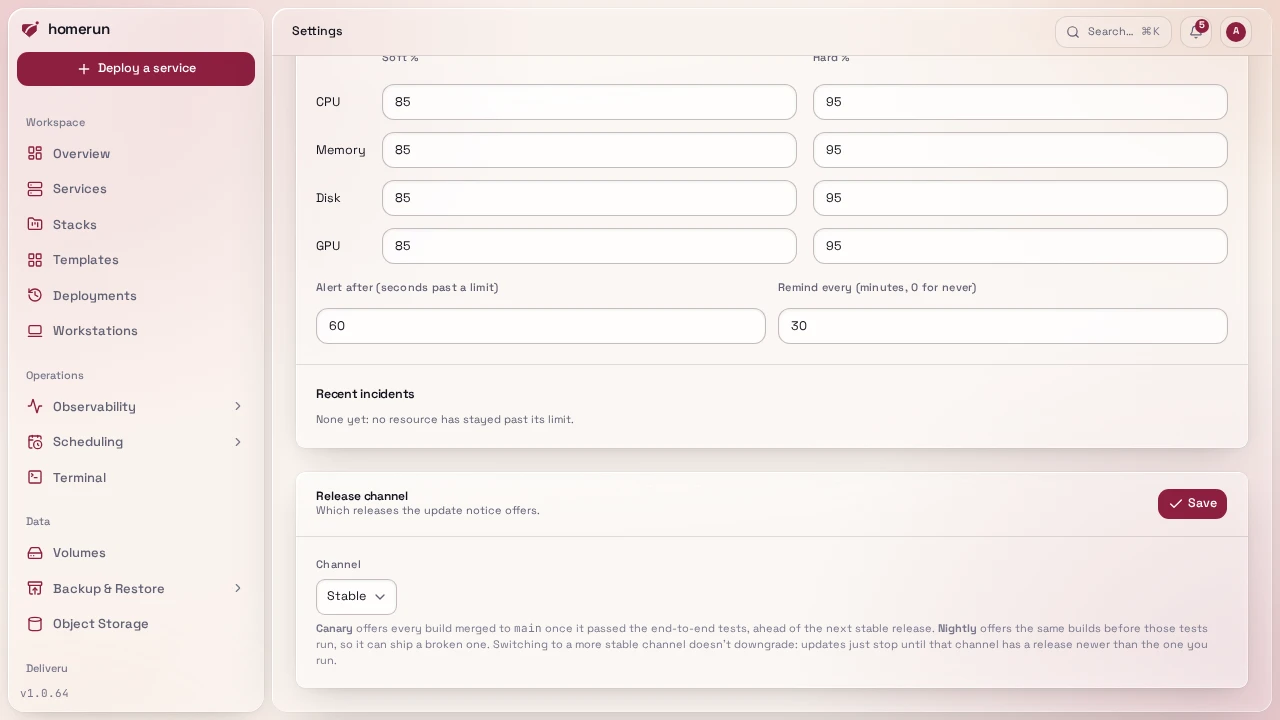 Settings → General → Release channel