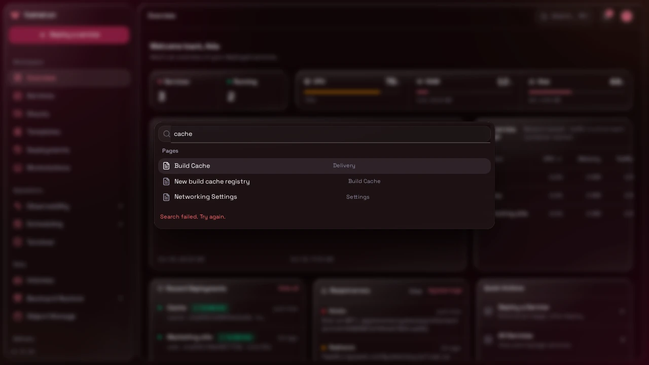 The command palette, dark