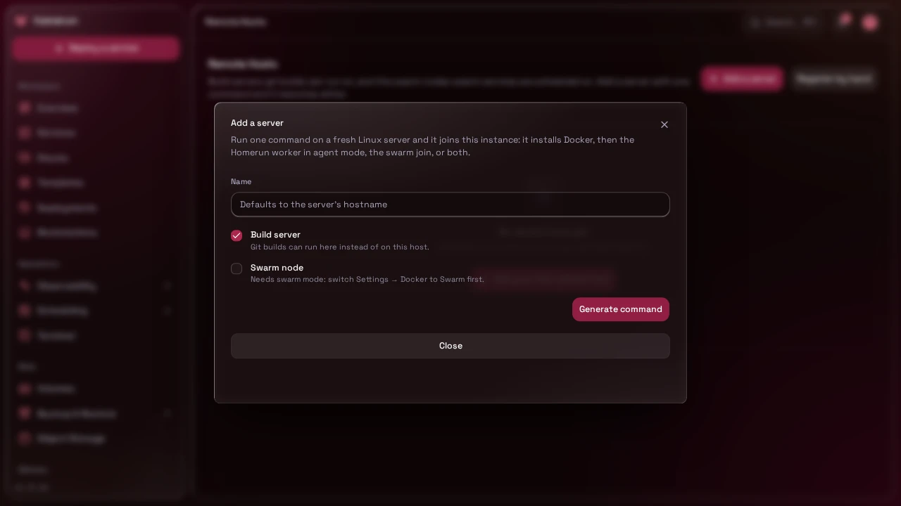 Adding a server, dark