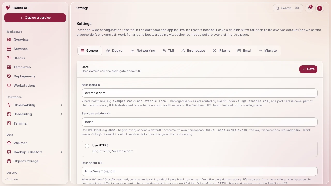Instance settings