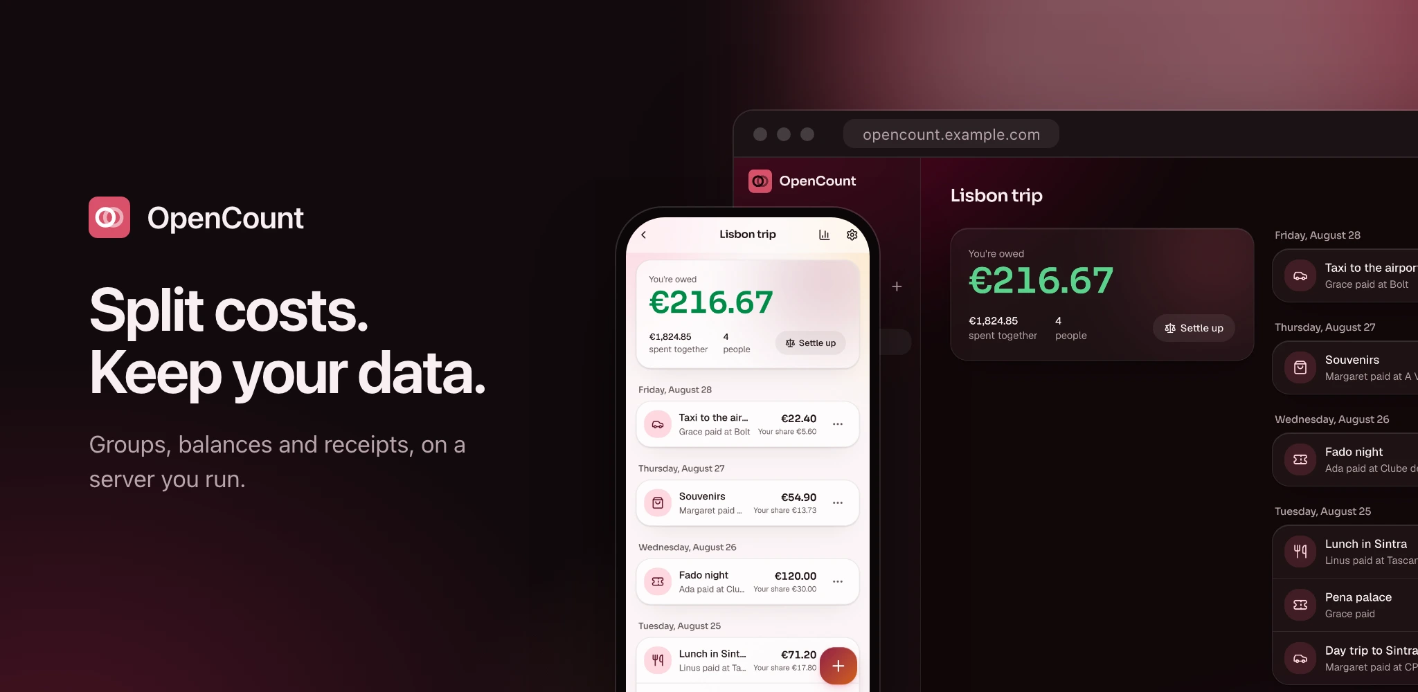 OpenCount: split expenses with friends, on your own server