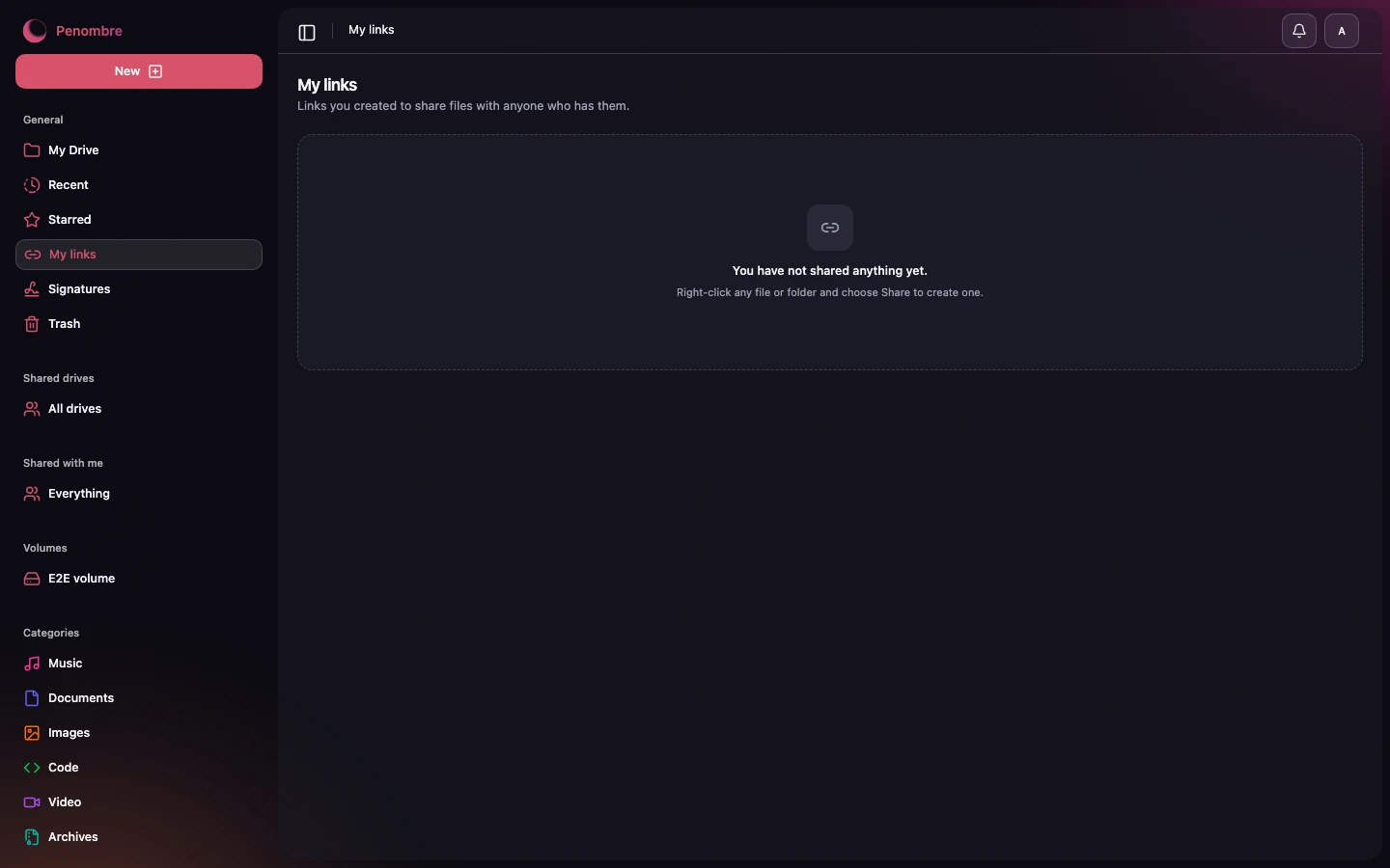 Share links you own, dark