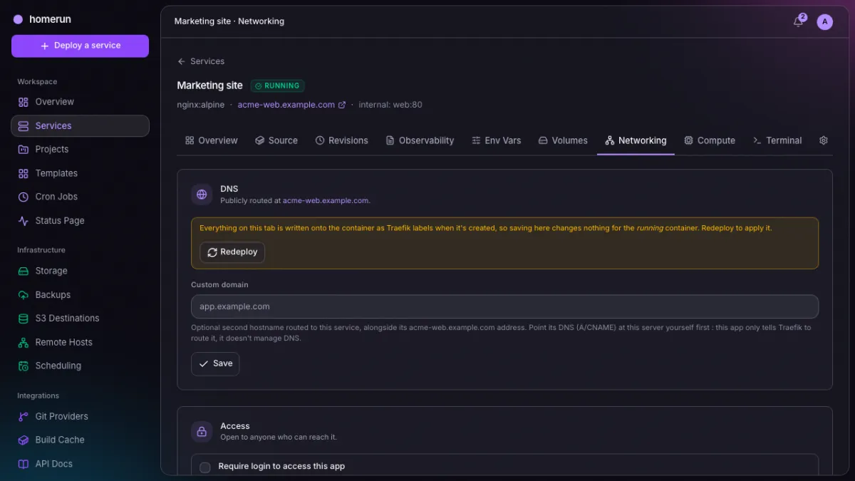 The networking tab, dark