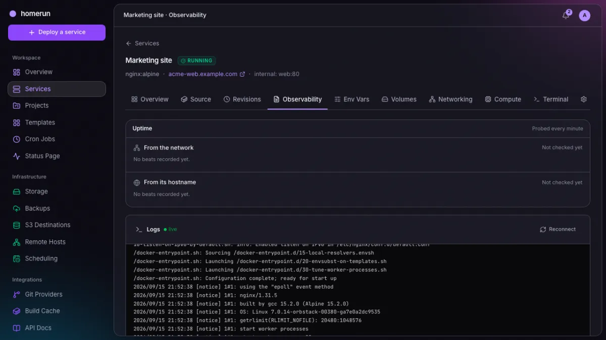 Streaming container logs, dark