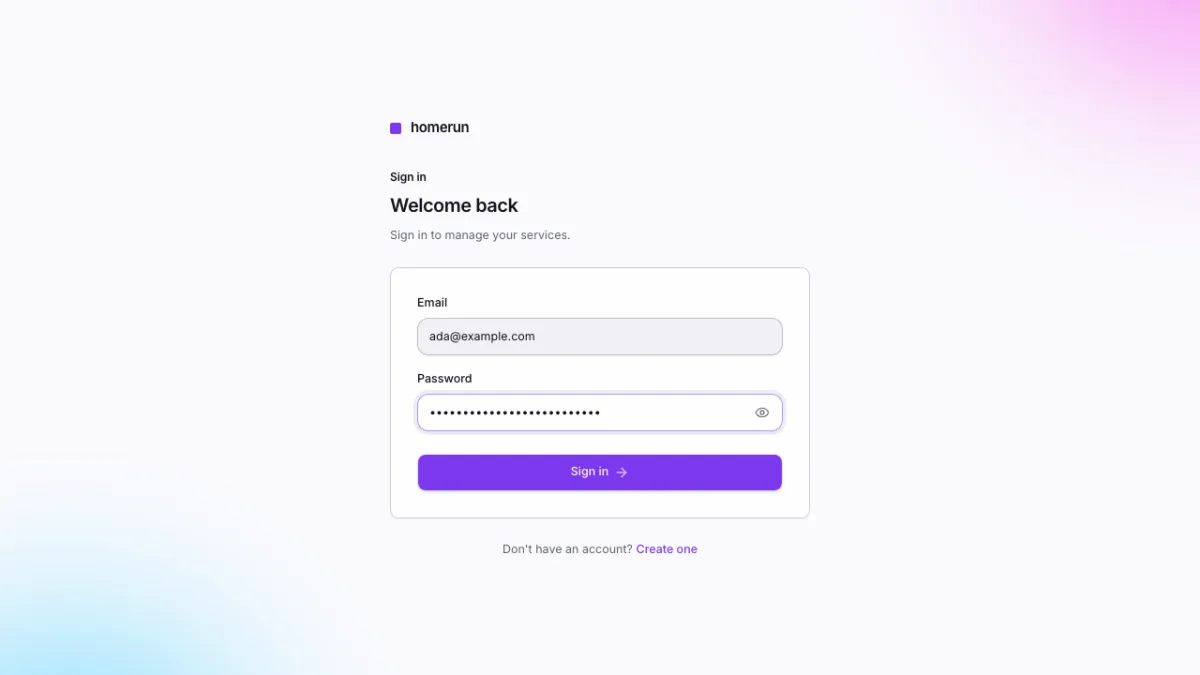 The sign-in page